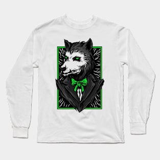 Big Bad Wolf Suit Black Green Long Sleeve T-Shirt